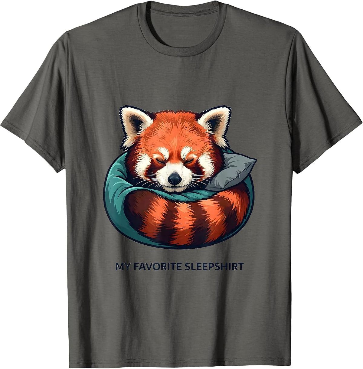 My Favorite Sleepshirt Cute Red Panda Sleeping Pajamas Boys T-Shirt - Asphalt Grey