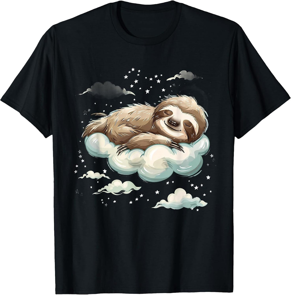 Sleeping Sloth Sleepy Animal Sleepy Sloth Cloud Napping T-Shirt - Black