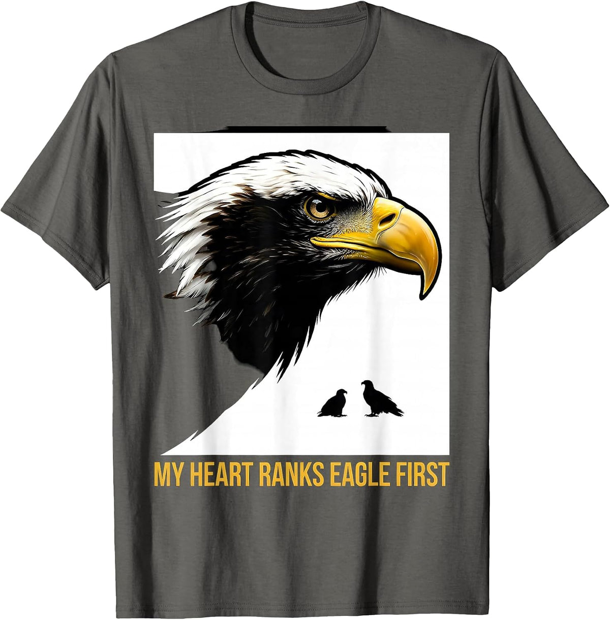 Men's My Heart Ranks Eagle First Playful Eagle Lover Wildlife T-Shirt - Asphalt Grey