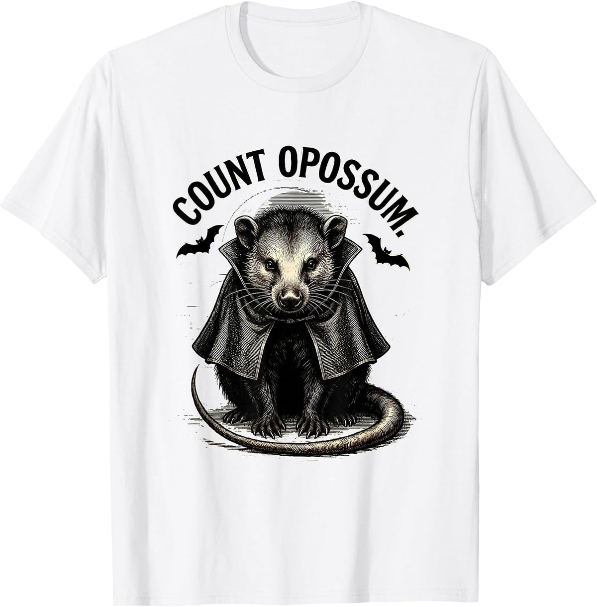 Men's Count Opossum Gothic Halloween Spooky Moon Novelty T-Shirt - White