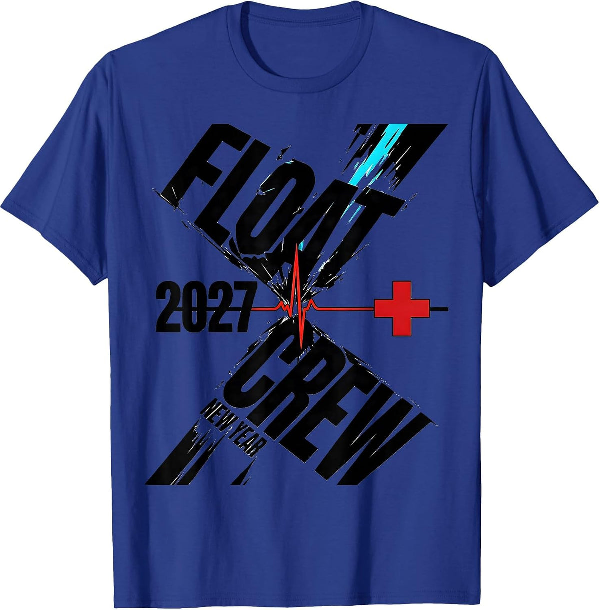 Men's FLOAT Crew New Year 2027 New Wave Nurse Crew New Years Eve T-Shirt - Royal Blue