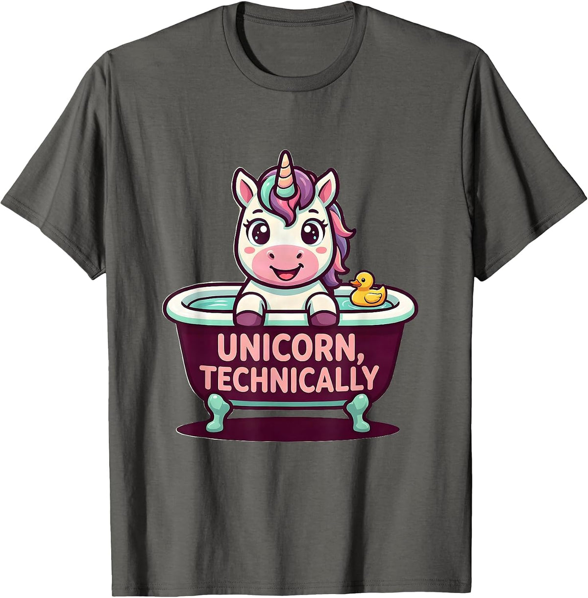 Unicorn, Technically Cute Kawaii Funny Unicorn Lover Gift T-Shirt - Asphalt Grey