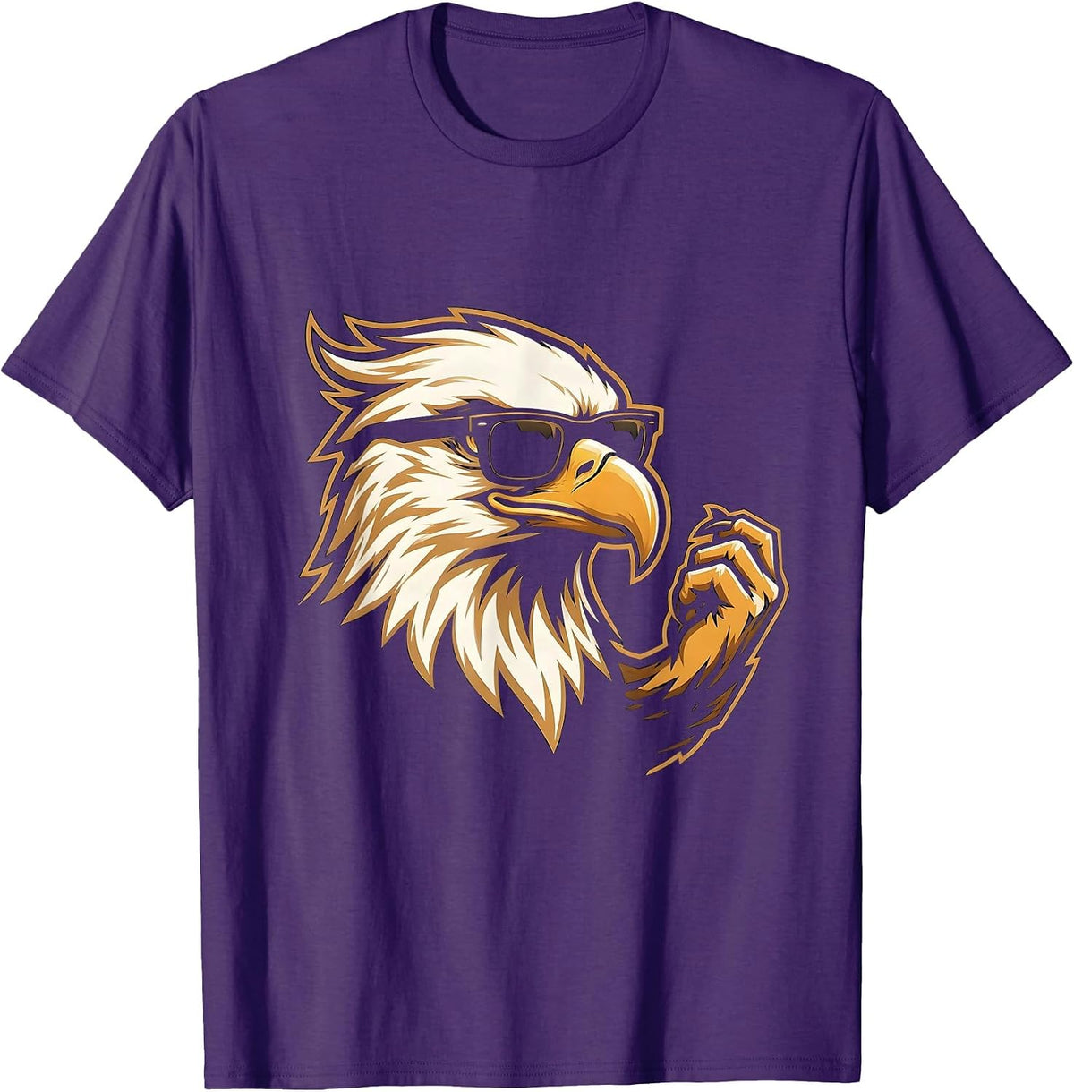 Eagle Mascot Sunglasses Cheer Silhouette Novelty T-Shirt - Purple