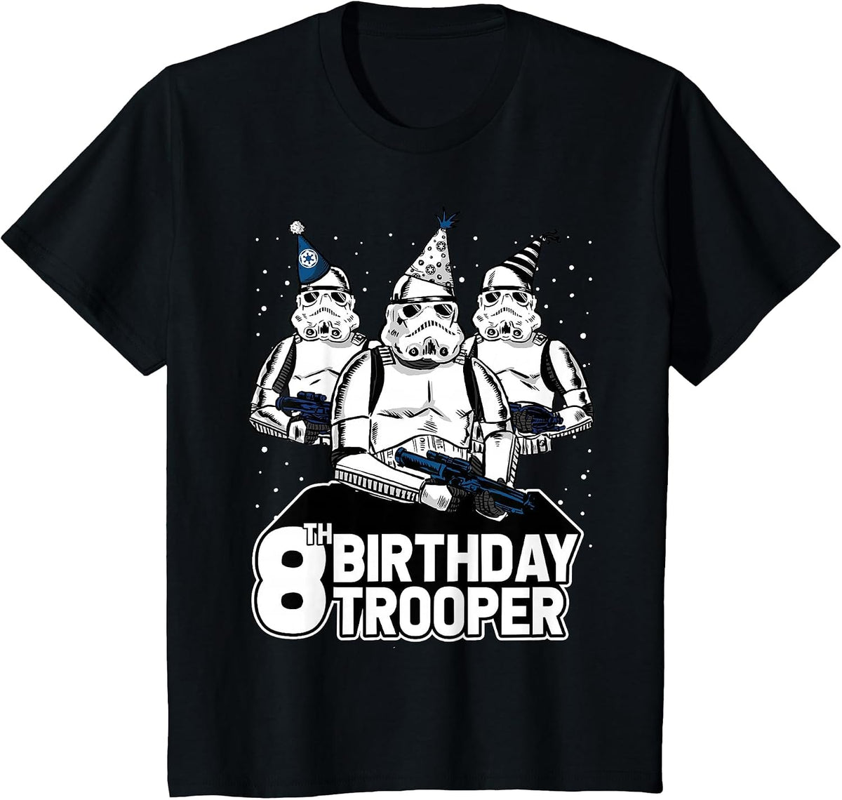 Star Wars Stormtrooper Party Hats Trio 8th Birthday Trooper T-Shirt - Black