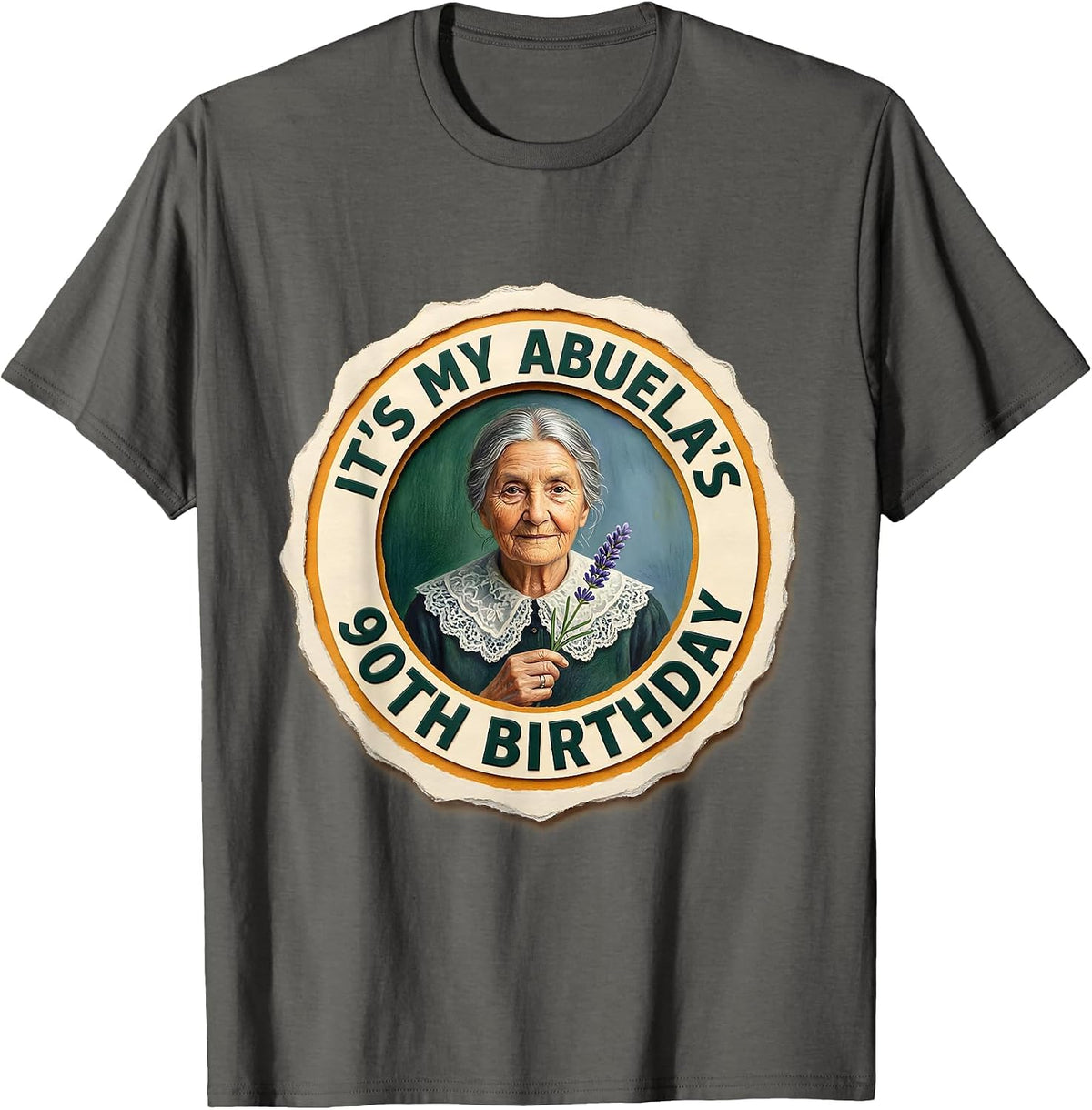 It's My Abuela's 90th Birthday Storybook Grandparent Gift T-Shirt - Asphalt Grey