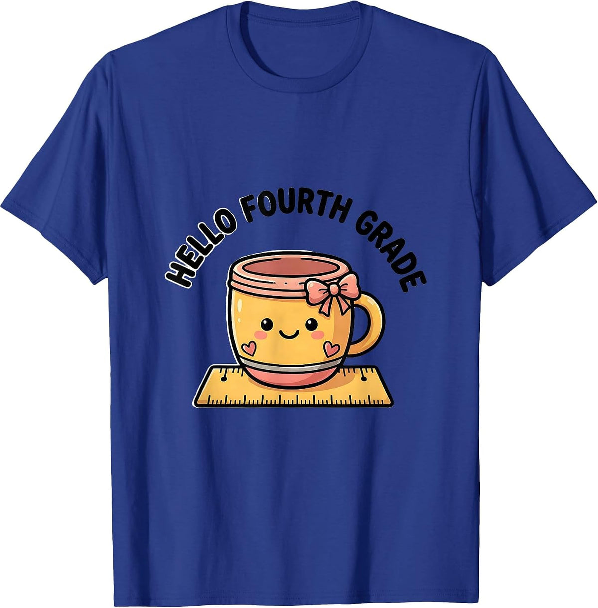Hello Fourth Grade Cute Kawaii Coquette Back to School T-Shirt - Royal Blue