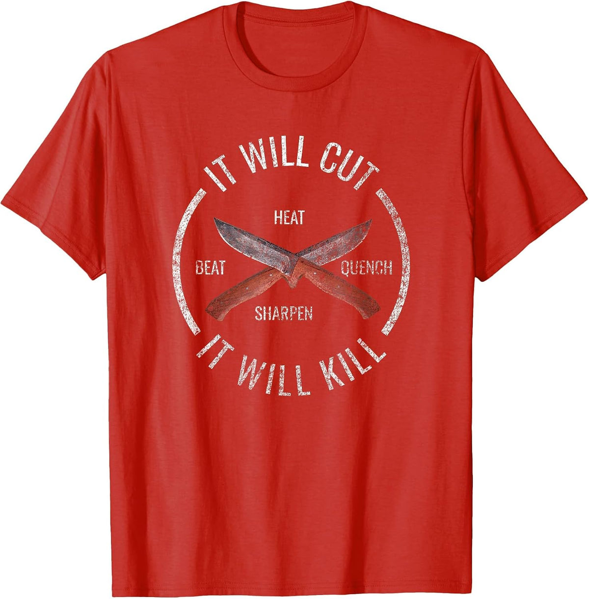 Fire Forged Knife Blacksmith T-Shirt Sword I'd Hit that T-Shirt - Red
