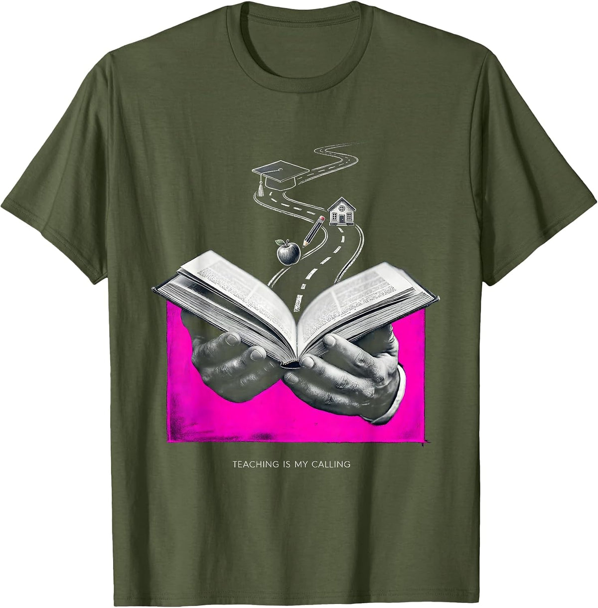 Teaching Passion Labor Day Education Journey Design T-Shirt - Olive Green