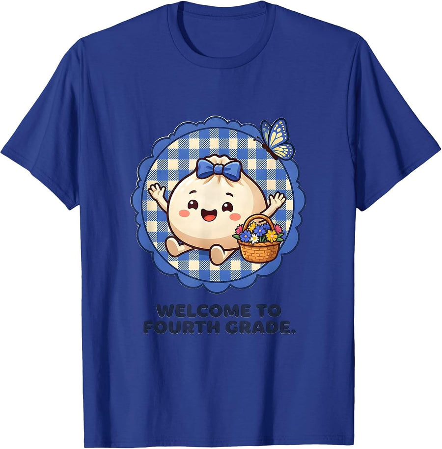 Welcome To Fourth Grade Cute Kawaii Dumpling Back to School T-Shirt - Royal Blue