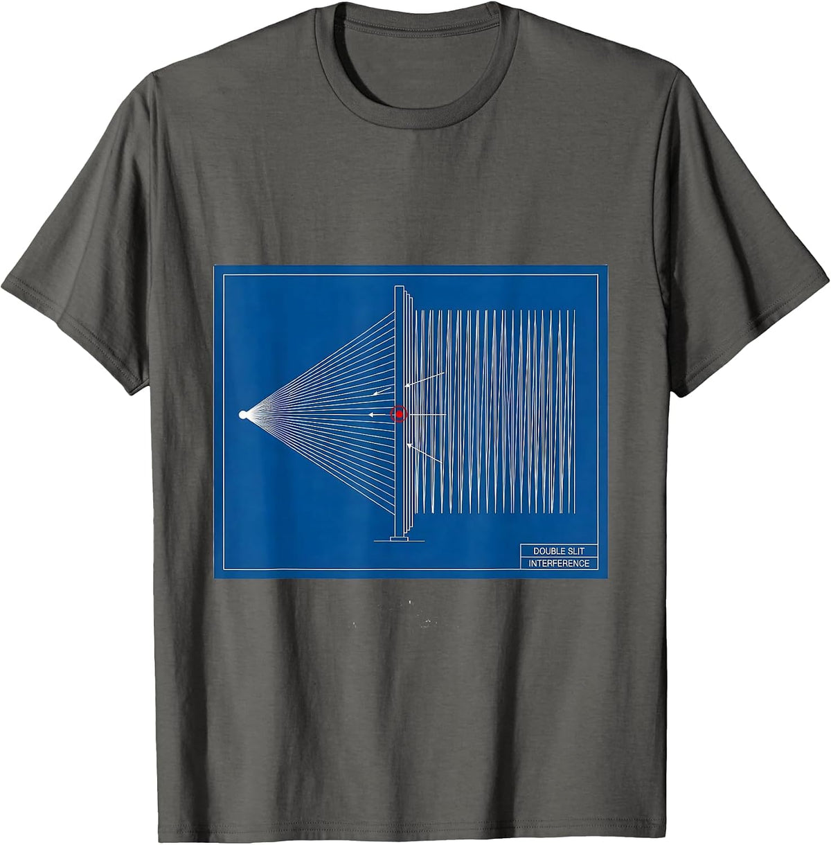 Men's Double Slit Interference Technical Blueprint Quantum Physics T-Shirt - Asphalt Grey