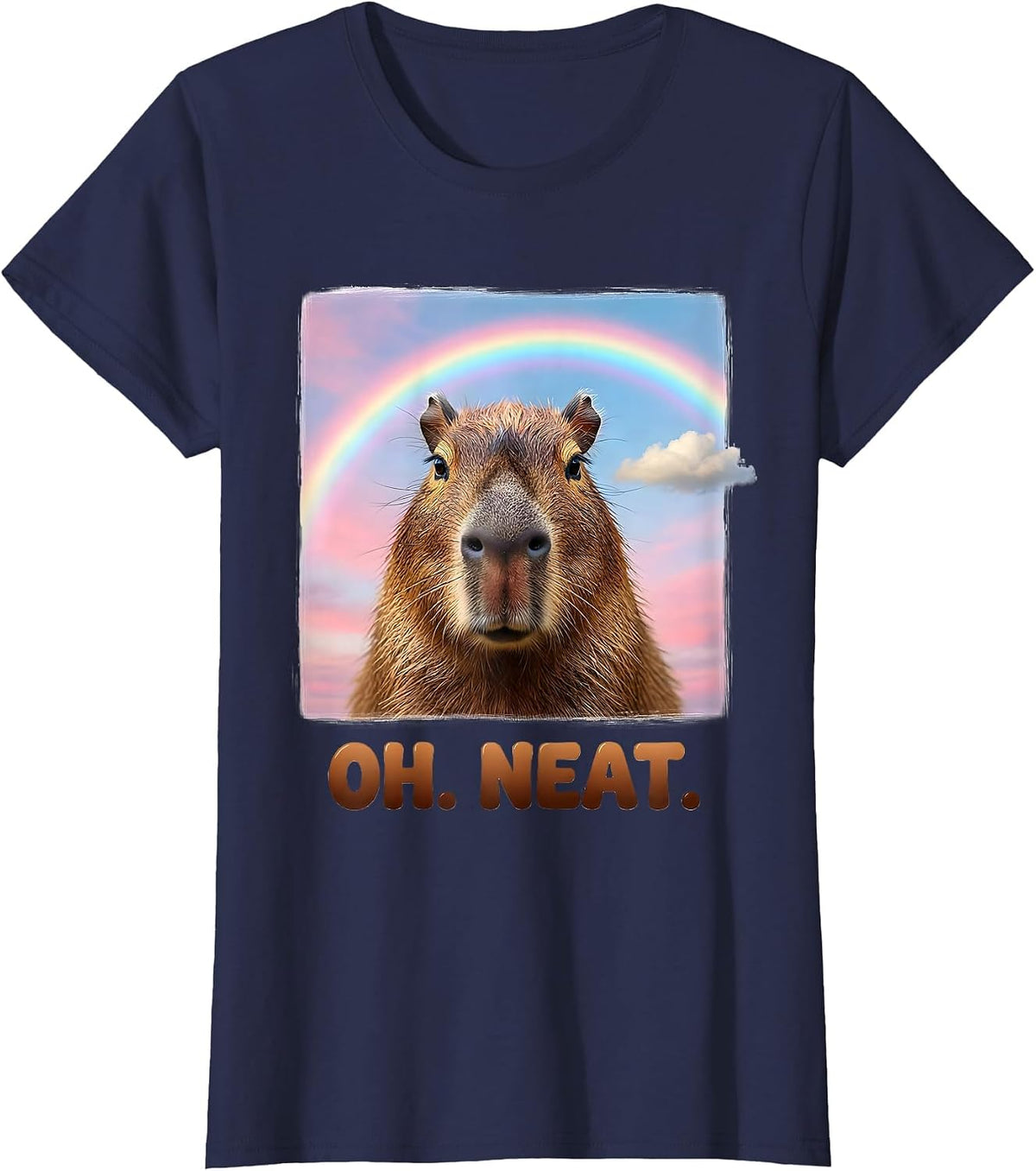 Women's Oh Neat Capybara Meme Humor Dank Animal Lover Gift T-Shirt - Navy Blue