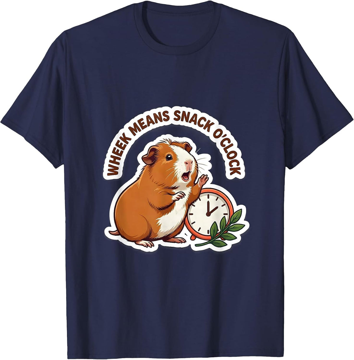 Men's Wheek Means Snack O’Clock Funny Guinea Pig Pet Lover Humor T-Shirt - Navy Blue