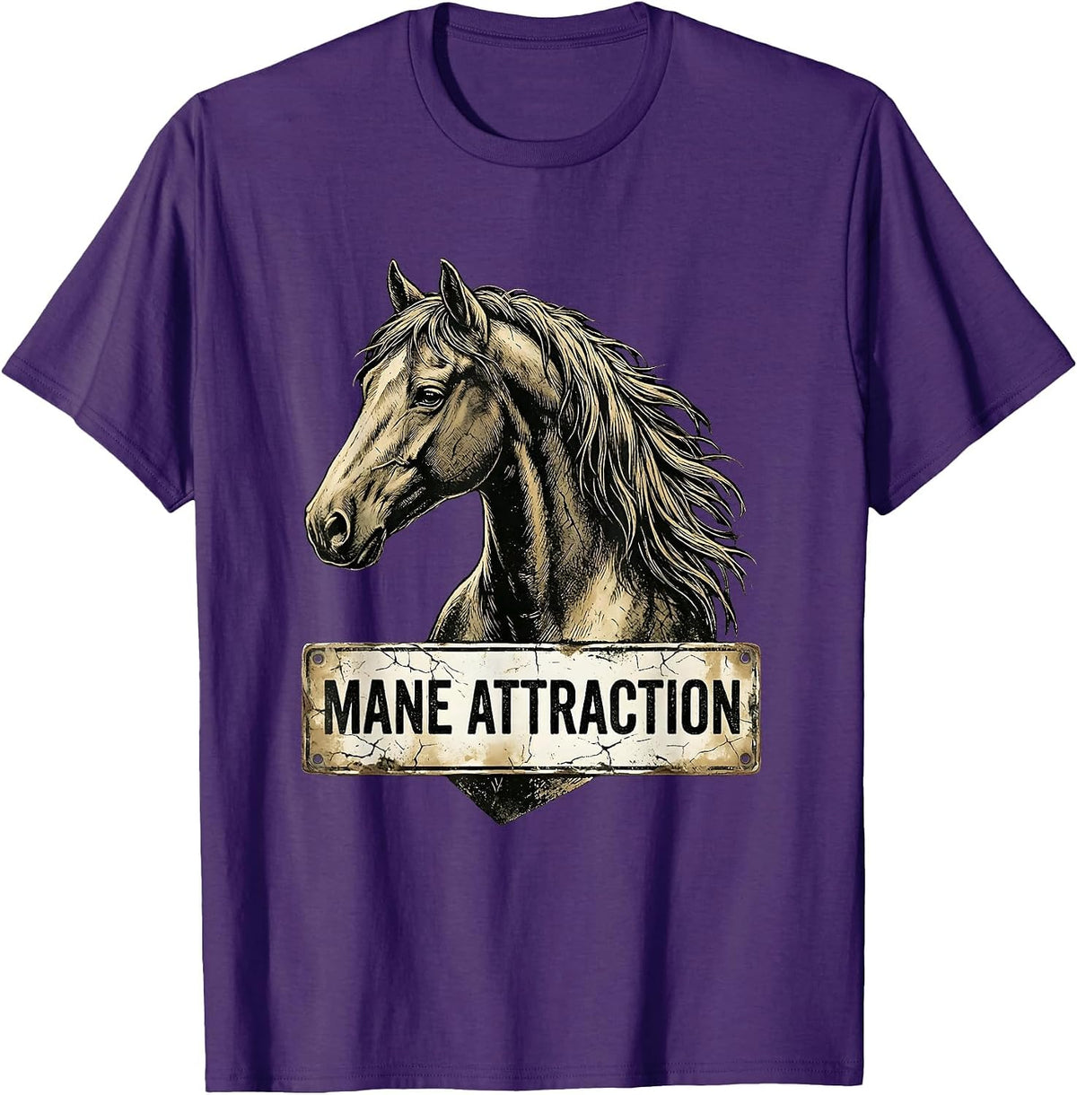 Mane Attraction Horse Lover Graphic Design T-Shirt - Purple