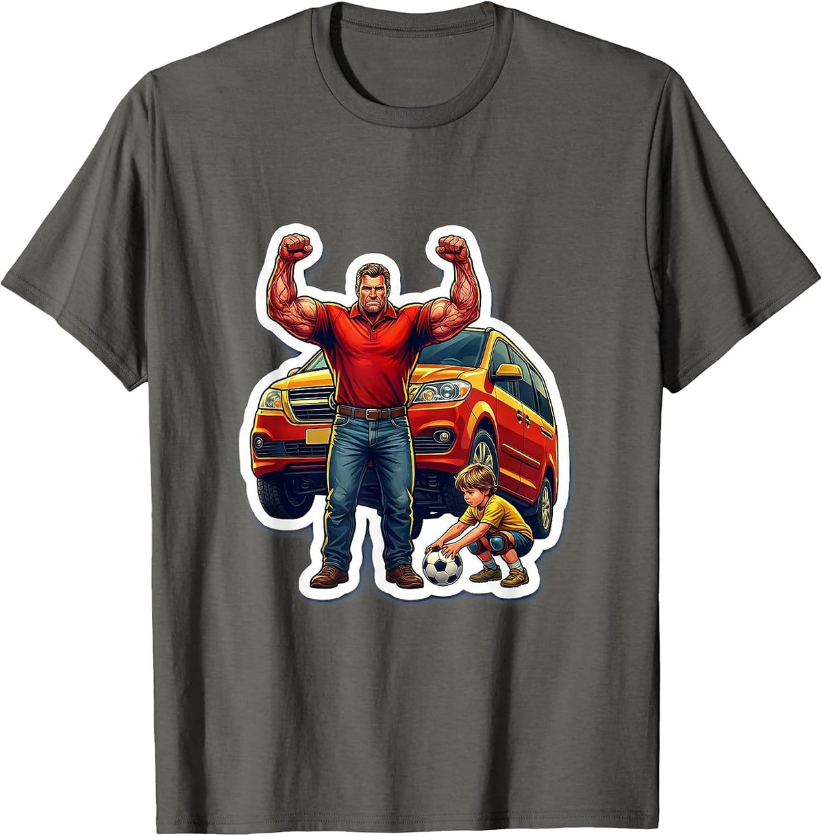 Men's Super Dad Minivan Lift Soccer Hero Graphic T-Shirt - Asphalt Grey