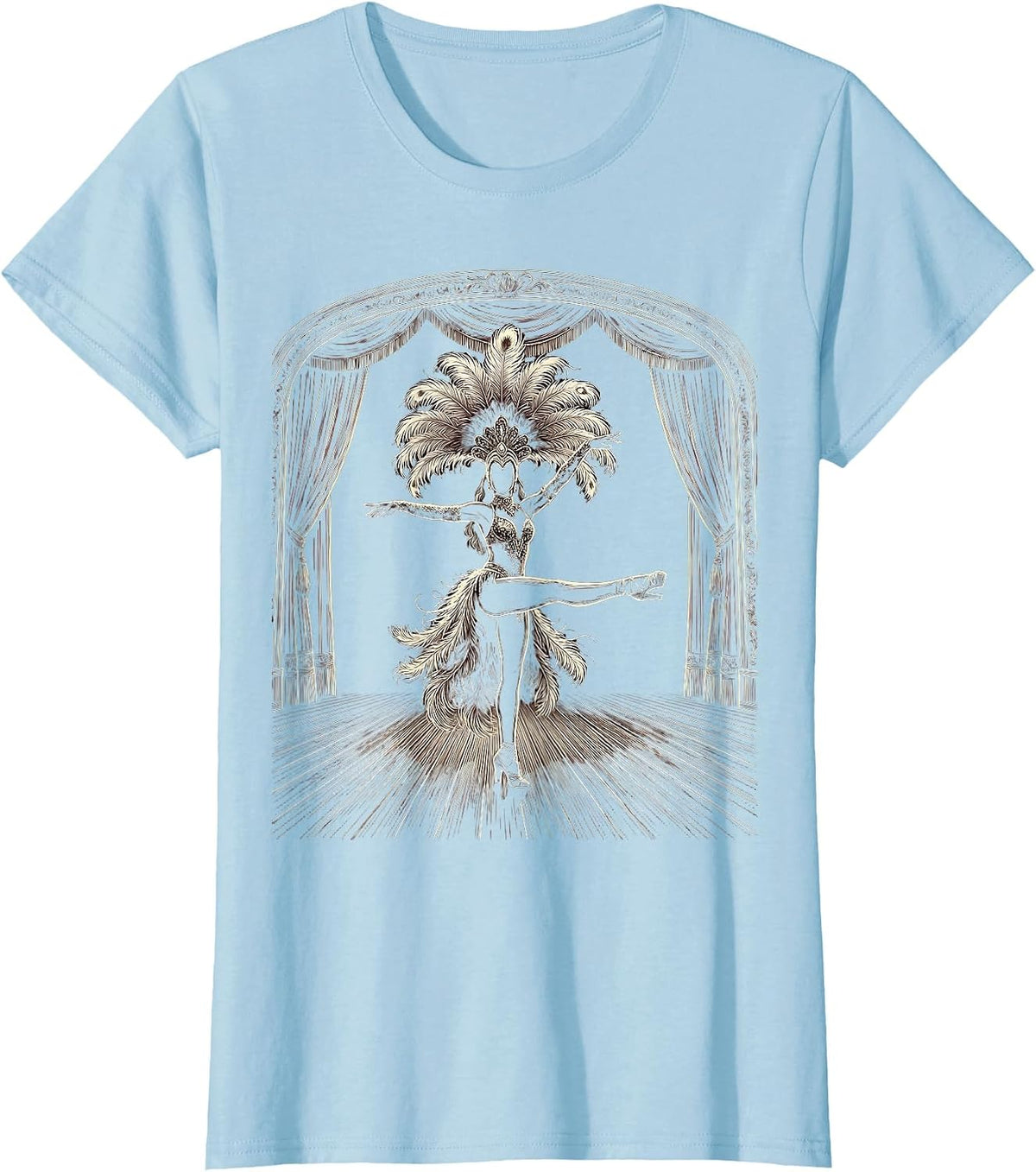 Women's Lone Dancer on Stage Showgirl Life Graphic T-Shirt - Baby Blue