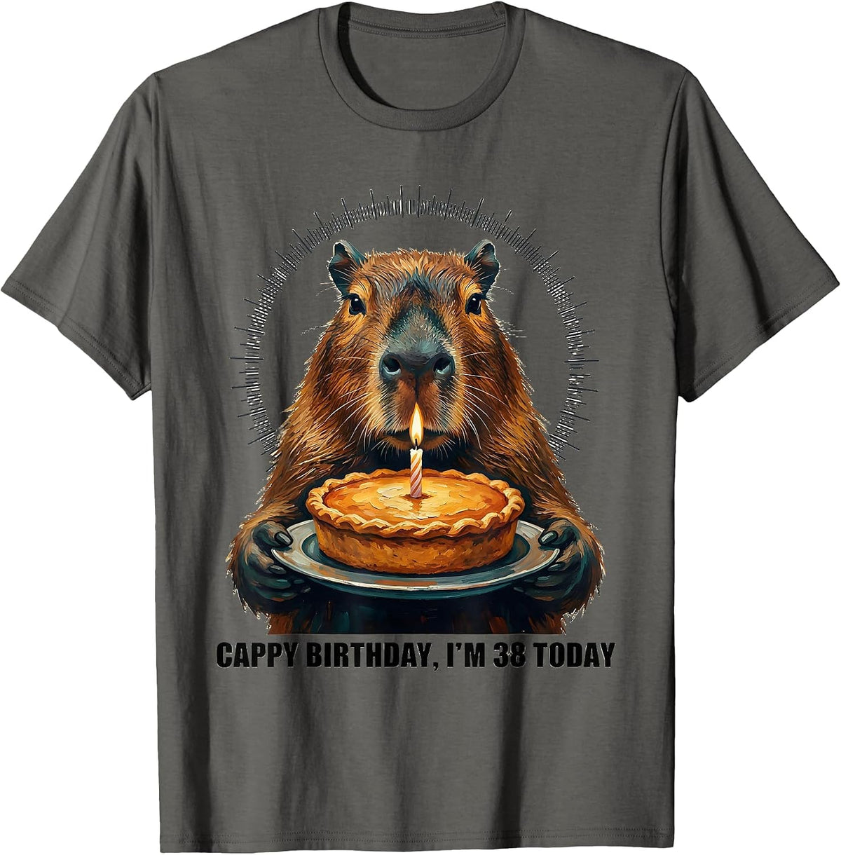 Cappy Birthday I'm 38 Today Funny Capybara Birthday Kawaii T-Shirt - Asphalt Grey