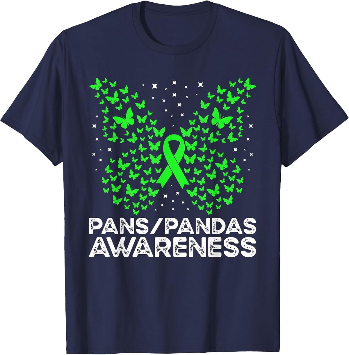 Pans-Pandas Awareness Pans-Pandas Butterfly T-Shirt - Navy Blue