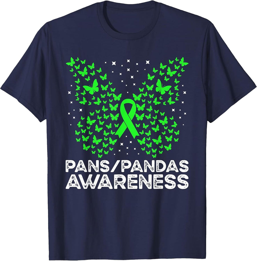 Pans-Pandas Awareness Pans-Pandas Butterfly T-Shirt - Navy Blue