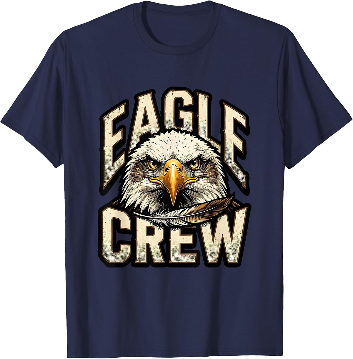 Men's Eagle Crew Bold Vintage Eagle Mascot Fan Pride Family T-Shirt - Navy Blue