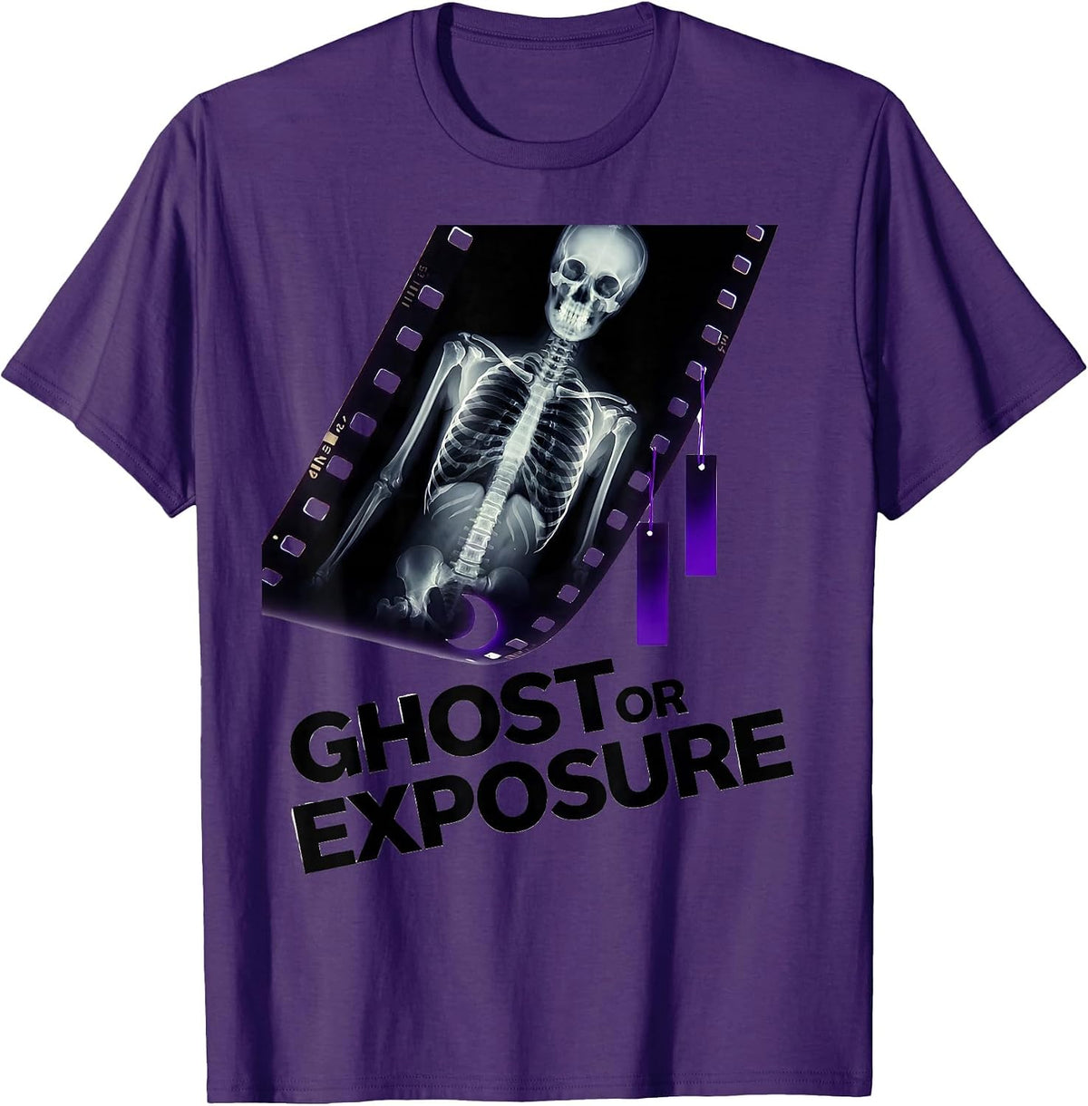 Men's Ghost Or Exposure New Wave Radiology Tech Halloween Humor T-Shirt - Purple