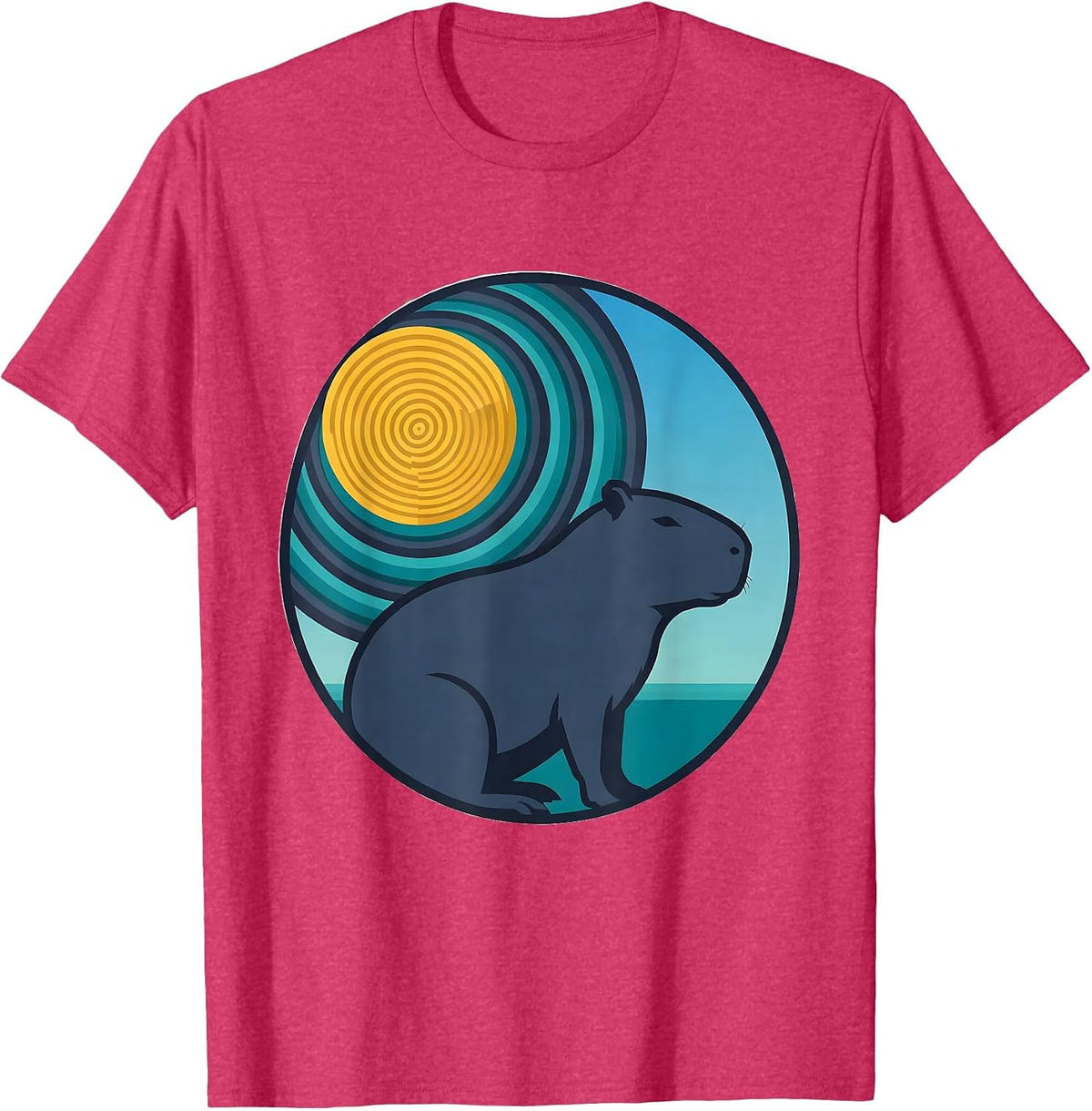 Capybara Starry Night Van Gogh Parody Animal Lover T-Shirt - Red Heather