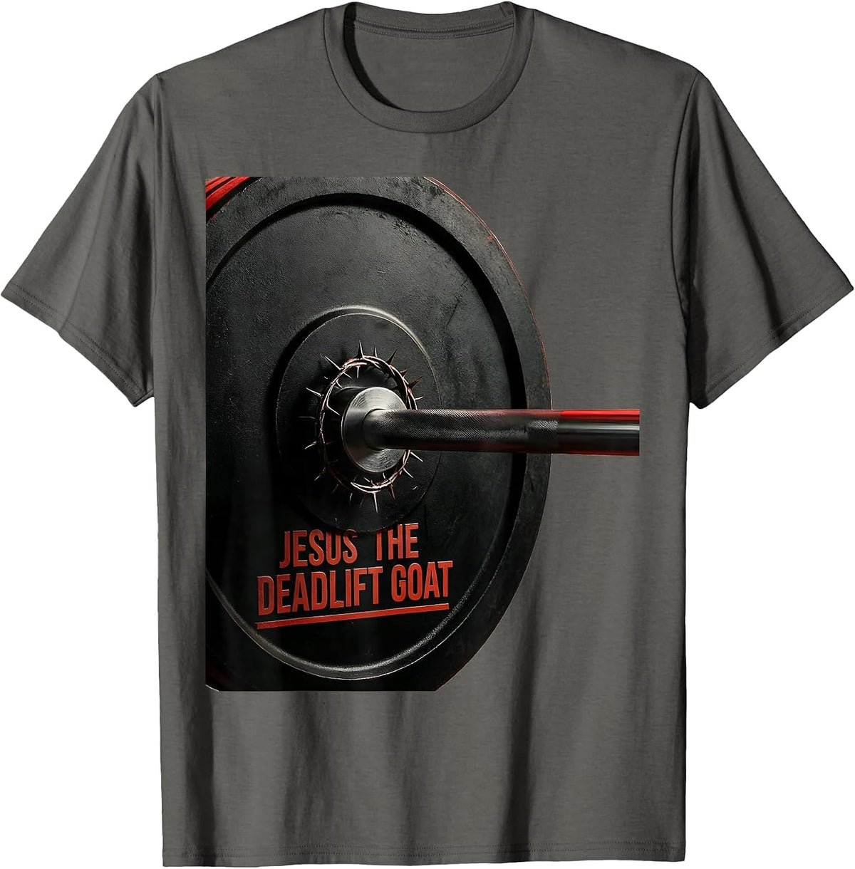 Jesus The Deadlift GOAT Funny Christian Gym Weightlifter T-Shirt - Asphalt Grey