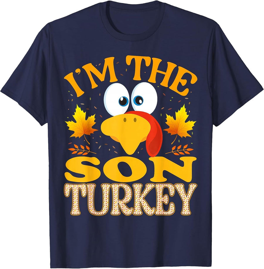 Thanksgiving I'm The Son Turkey Matching T-Shirt - Navy Blue