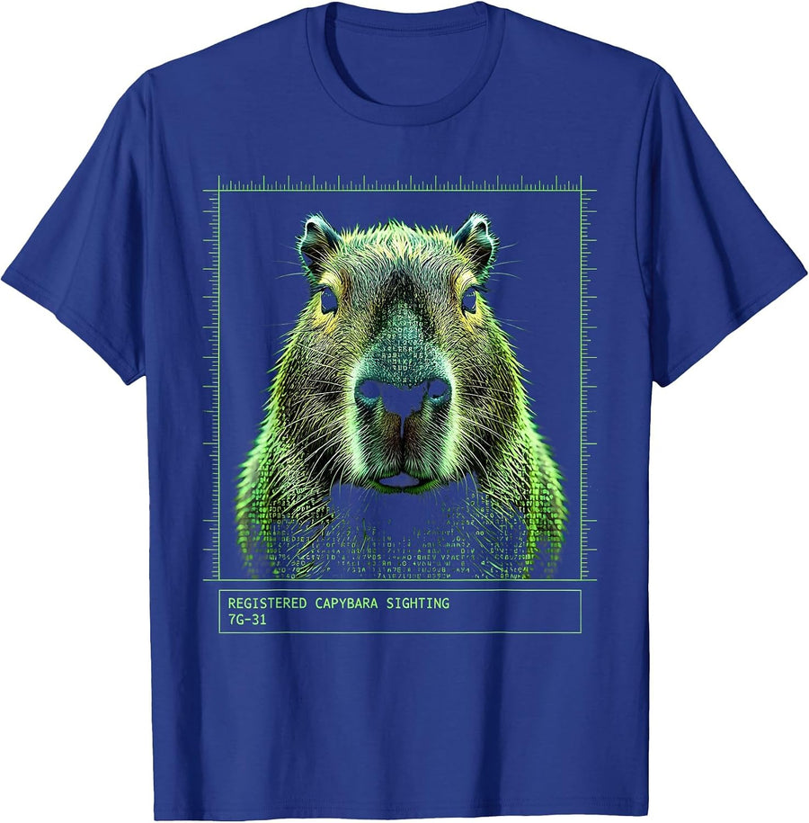 Registered Capybara Sighting 7G-31 Funny Capybara Meme Gamer T-Shirt - Royal Blue