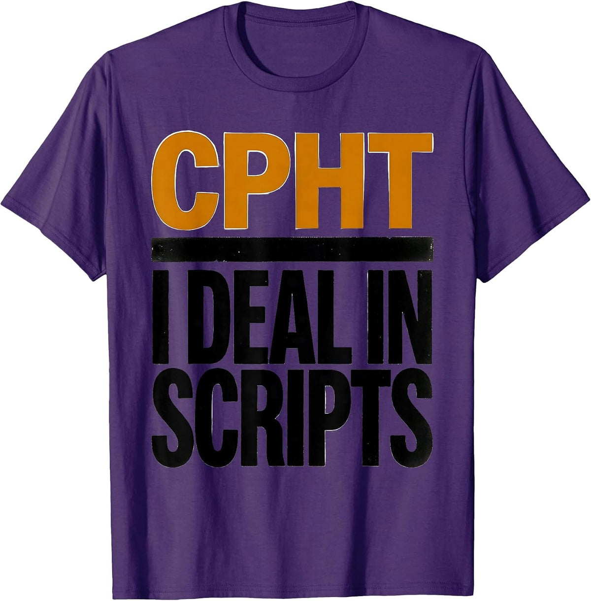Men's CPhT: I Deal In Scripts Funny Pharmacy Technician Grad Gift T-Shirt - Purple