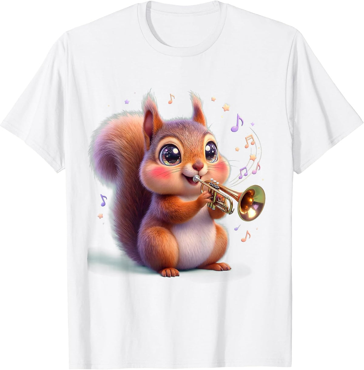 Men's Squirrel Trombone Player Funny Music Animal Art T-Shirt - White