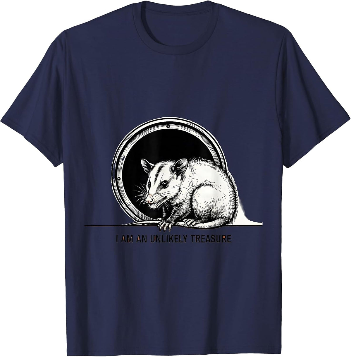 Men's I Am An Unlikely Treasure Funny Opossum Meme Possum Lover T-Shirt - Navy Blue