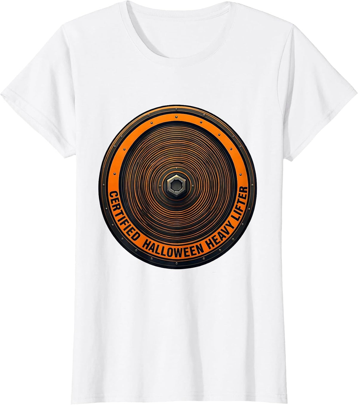 Certified Halloween Heavy Lifter Geometric Weight Lifter Gym T-Shirt - White