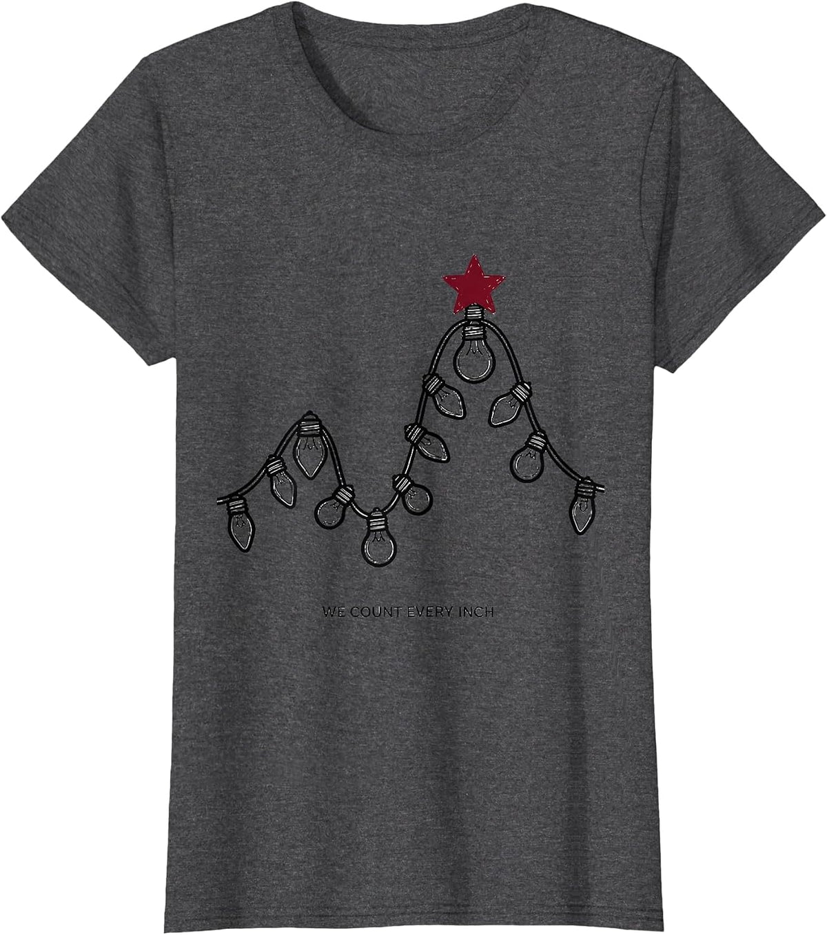 Women's We Count Every Inch Line Art Special Education Teacher T-Shirt - Dark Heather Grey