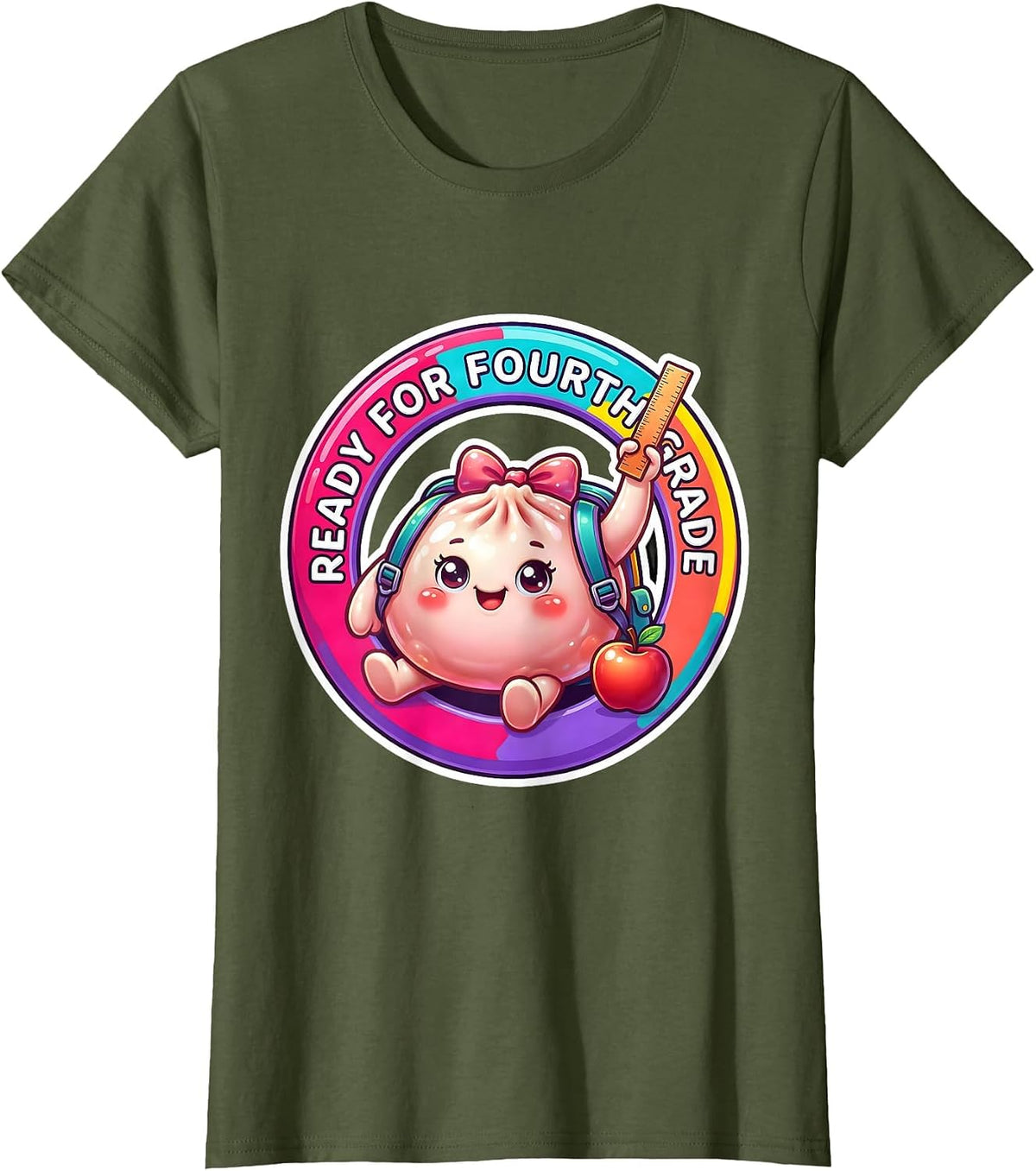 Women's Ready For Fourth Grade Cute Dumpling Girl First Day T-Shirt - Olive Green