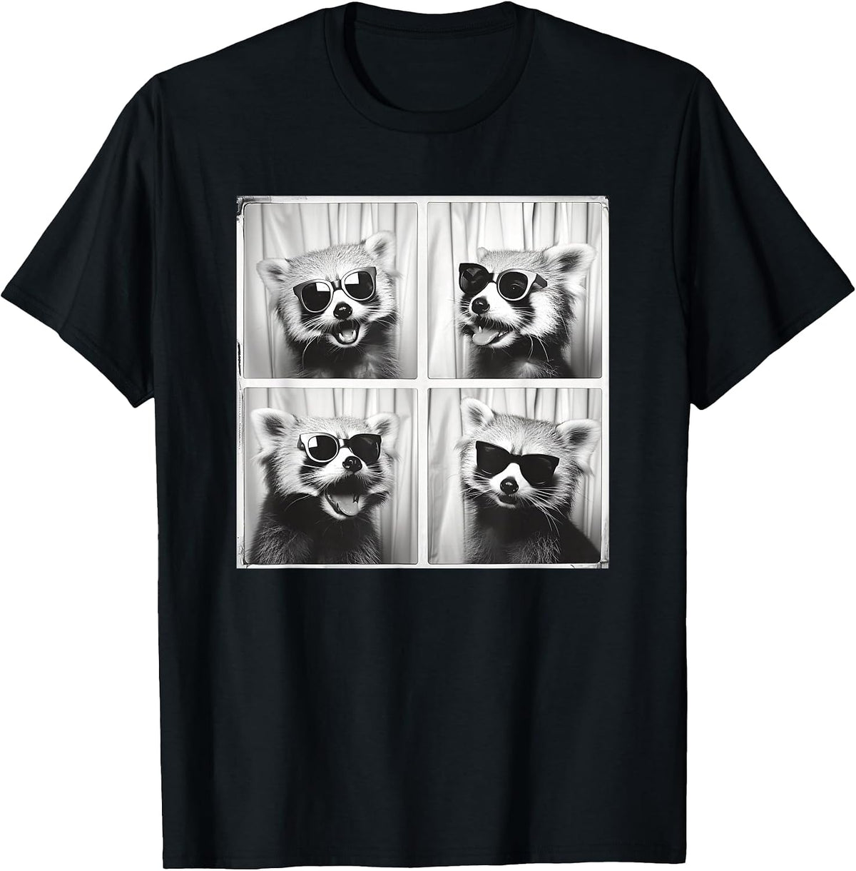 Red Panda with Sunglasses Retro Nature Zoo Animal Photobooth T-Shirt, Men, Black, Small - As Pictured