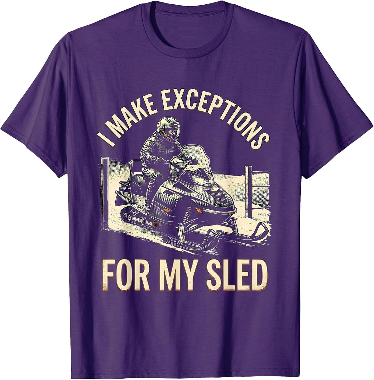 Men's I Make Exceptions For My Sled Vintage Snowmobiling Humor T-Shirt - Purple