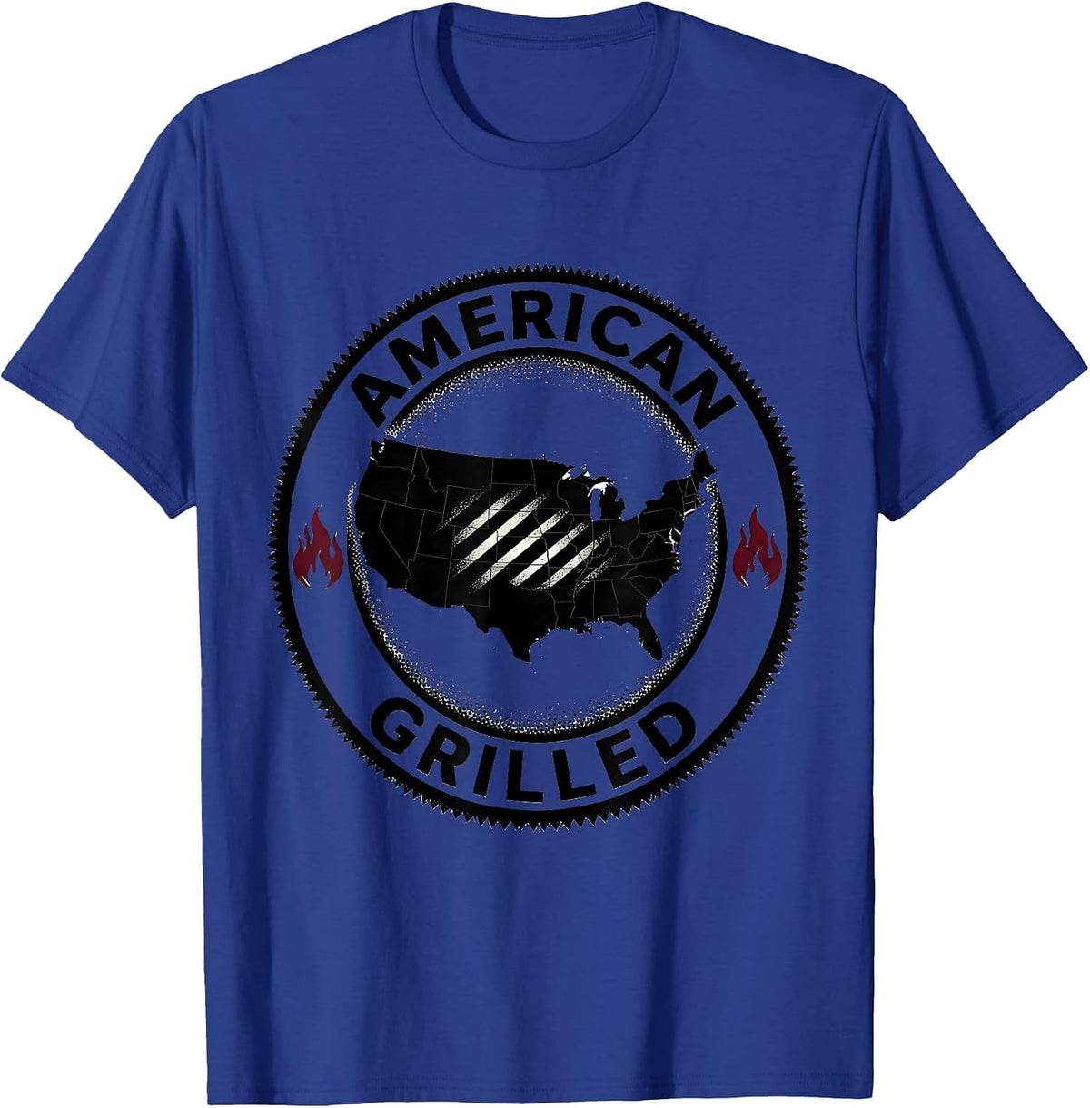 Men's American Grilled Labor Day USA Grill Marks Design T-Shirt - Royal Blue