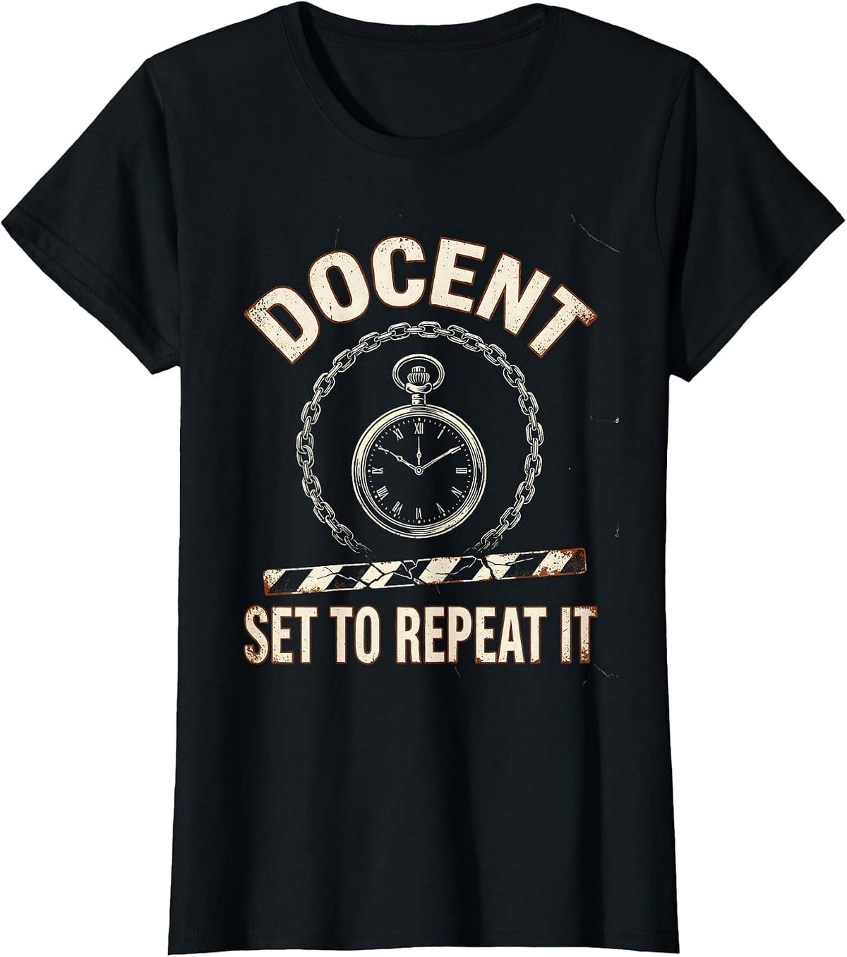 Docent: Set To Repeat It Funny History Teacher History Buff T-Shirt - Black