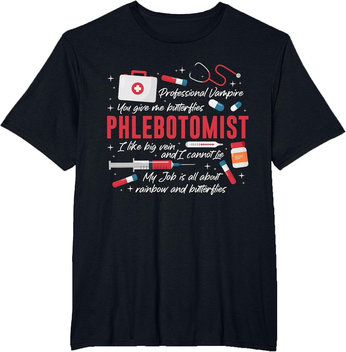 Phlebotomist Phlebotomy Tech T-Shirt - Black