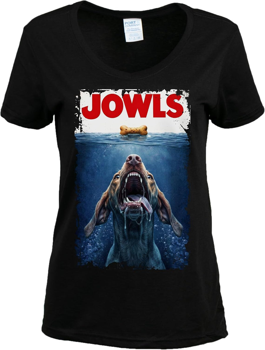 Jowls Funny Dog Owner Humor Tee Shirt, Dog Mom Novelty Joke V-Neck T-Shirt for Women - Vizsla