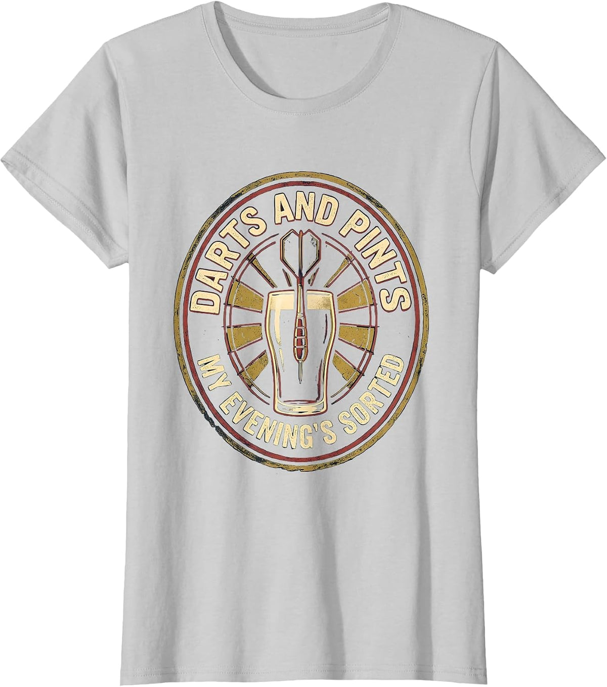 Women's Darts And Pints My Evening's Sorted Funny Dart Player Humor T-Shirt - Silver Grey