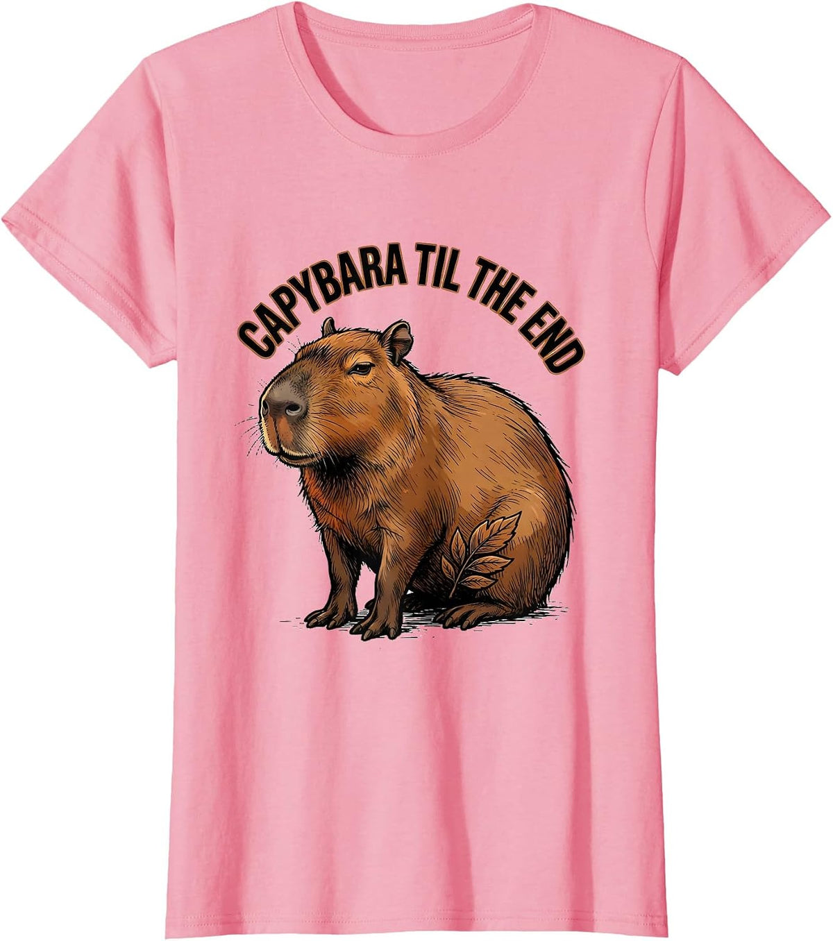Women's Capybara Til The End Funny Animal Meme Gamer Humor T-Shirt - Pink