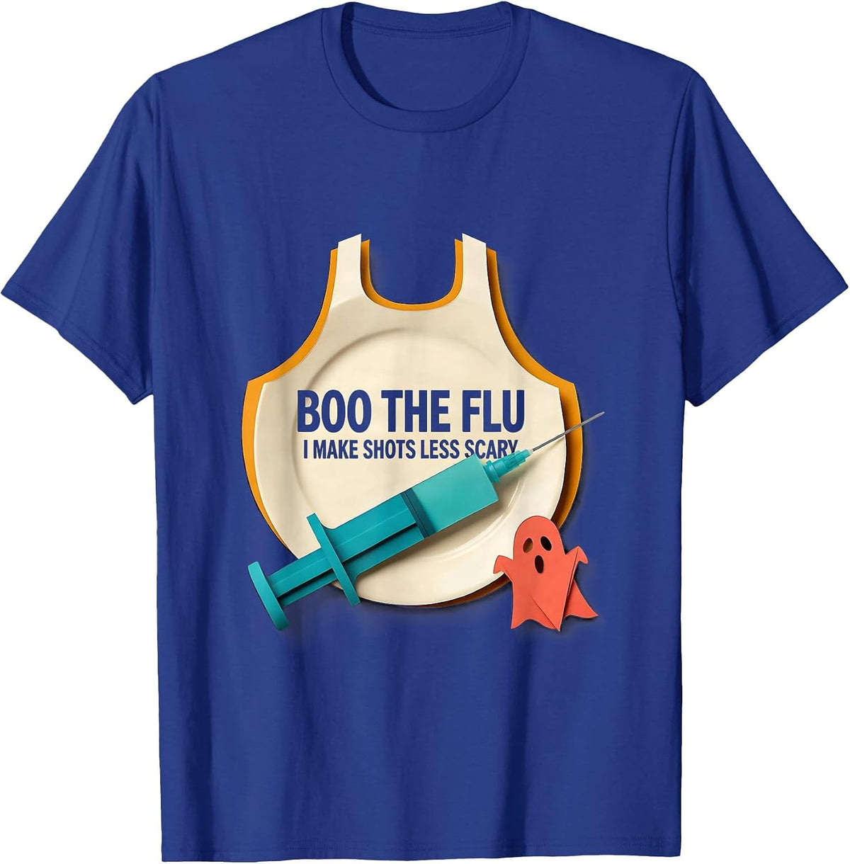 Men's Boo the Flu I Make Shots Less Scary Funny Nurse Halloween T-Shirt - Royal Blue