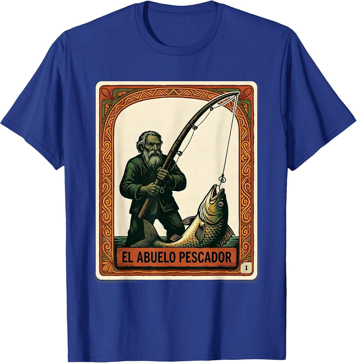 El Abuelo Pescador Folk Art Mexican Bingo Card Gift T-Shirt - Royal Blue
