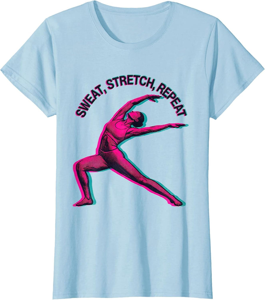 Women's Sweat Stretch Repeat Physical Therapy Design T-Shirt - Baby Blue