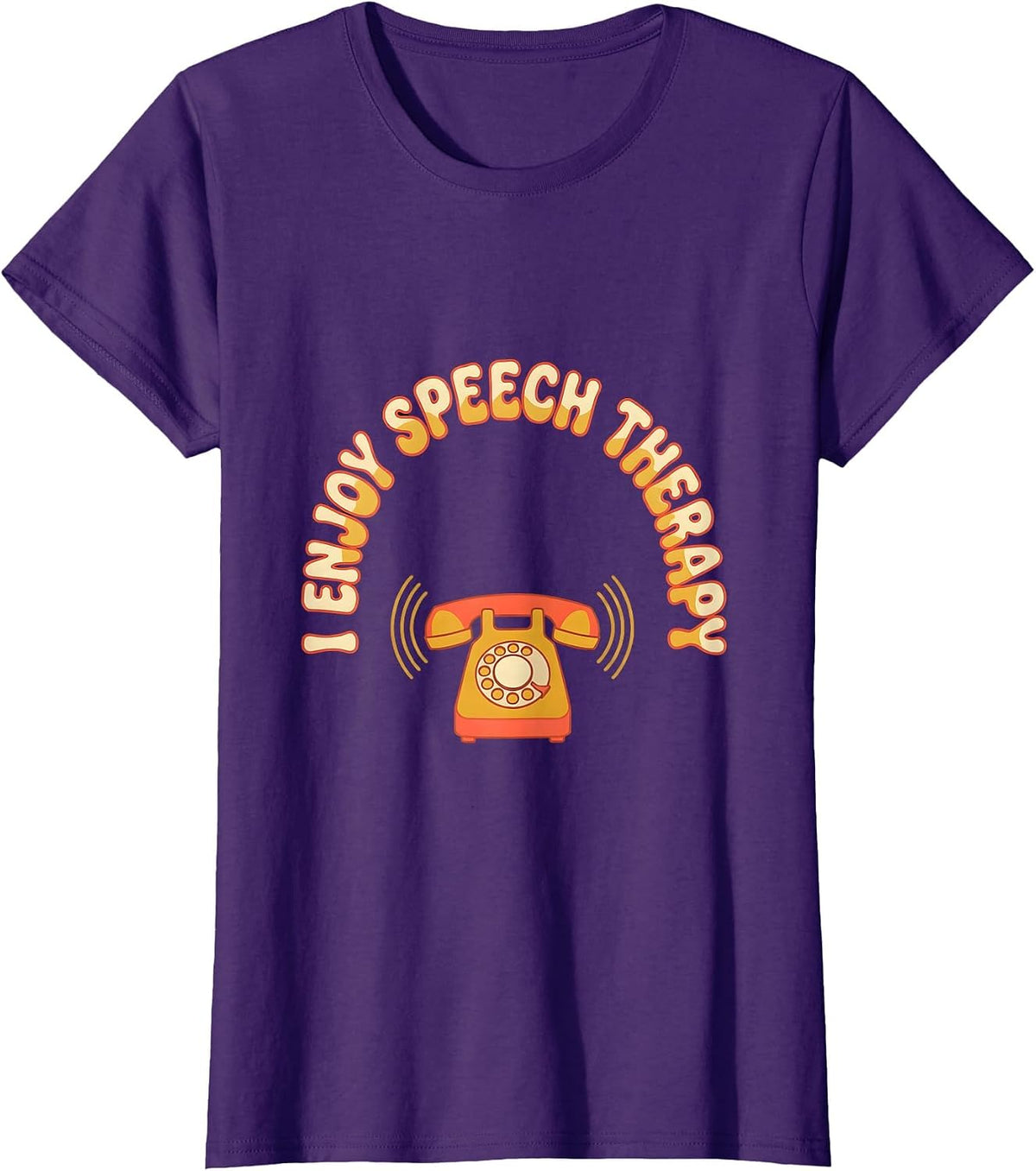 Women's I Enjoy Speech Therapy Retro Groovy SLP Therapist Gift T-Shirt - Purple