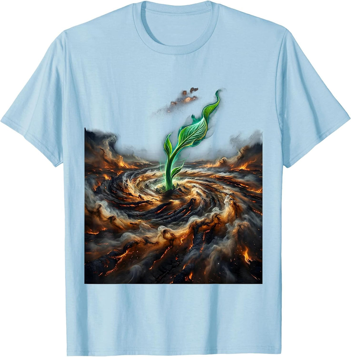 Men's Suicide Prevention Wildfire Hope Green Shoot T-Shirt - Baby Blue