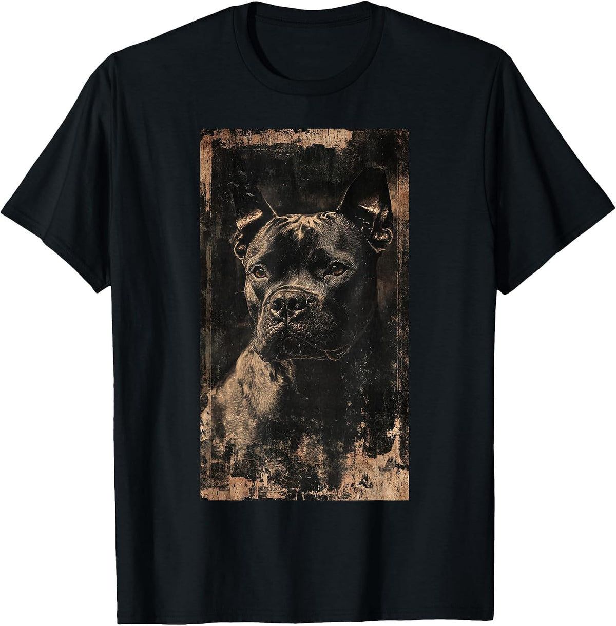 Artwork Pitbull Distressed Dog Lover Pit Bull T-Shirt - Black