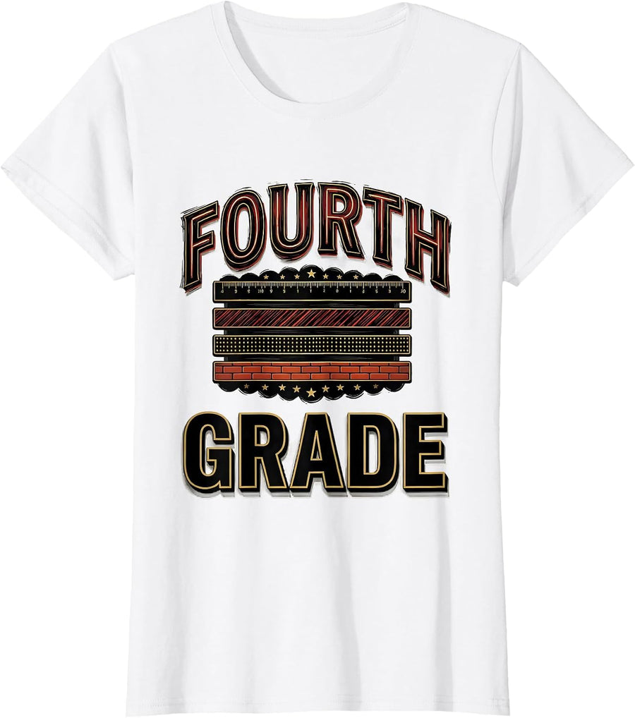 Women's FOURTH GRADE For Boys Girls Back To School First Day of T-Shirt - White