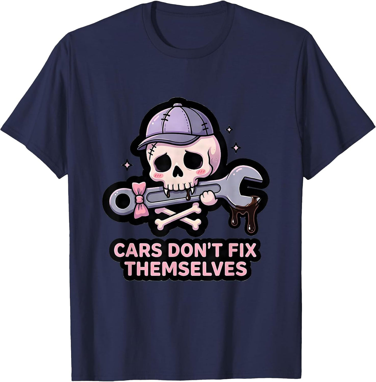 Men's Cars Don't Fix Themselves Mechanic Design T-Shirt - Navy Blue